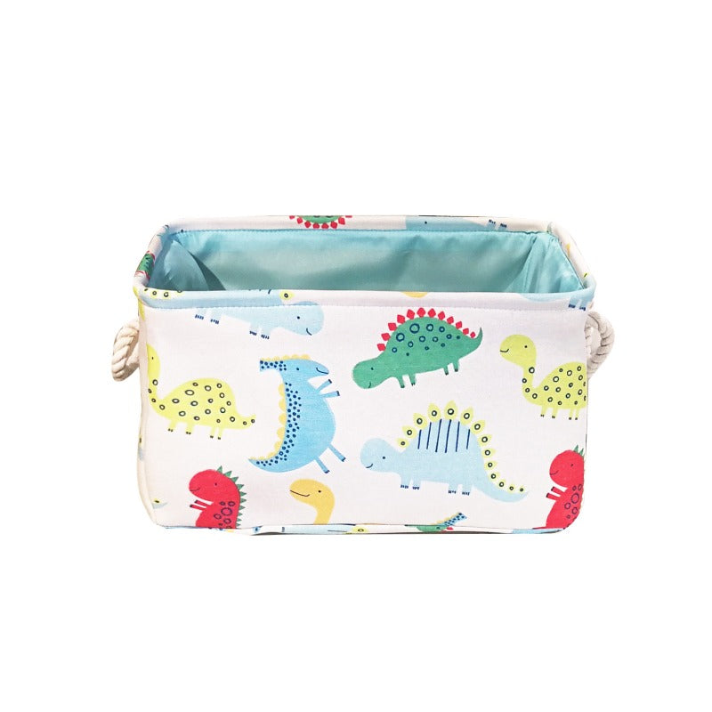 Wholesale Canvas Folding Embroidery Cartoon Dinosaur Toy Storage Basket